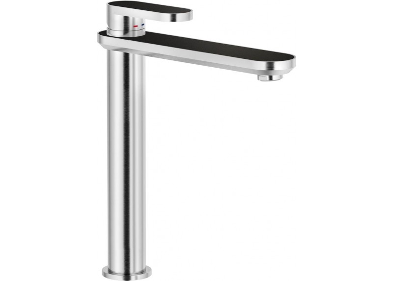 MONOMANDO DE LAVABO ALTO DRESS ACERO INOX NERO