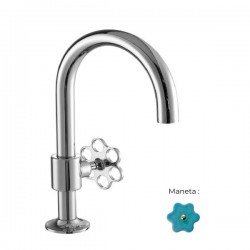 MONOMANDO DE LAVABO TUBS LATERAL VOLANTE FLOR TURQUESA CROMO BRILLO