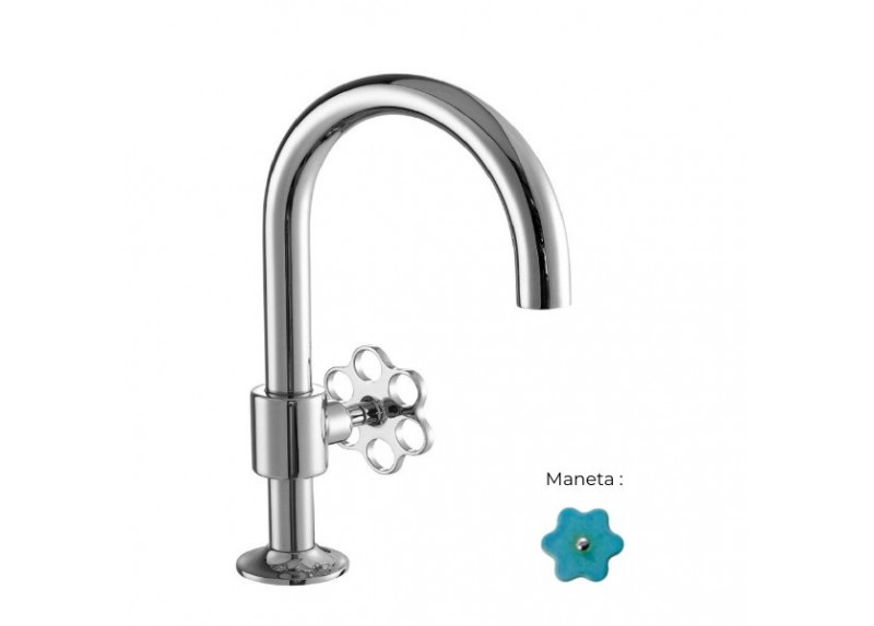 MONOMANDO DE LAVABO TUBS LATERAL VOLANTE FLOR TURQUESA CROMO BRILLO