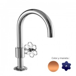 MONOMANDO DE LAVABO TUBS LATERAL VOLANTE FLOR DENIM COBRE BRILLO