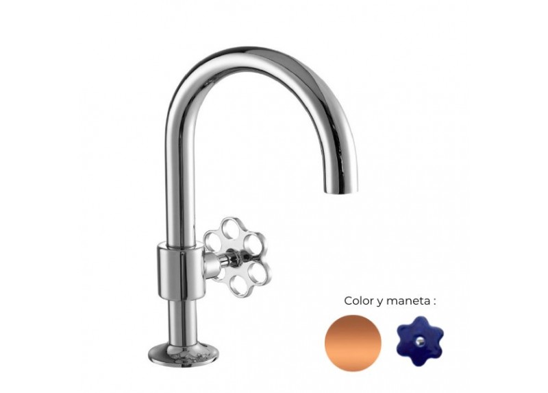 MONOMANDO DE LAVABO TUBS LATERAL VOLANTE FLOR DENIM COBRE BRILLO