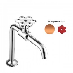 MONOMANDO DE LAVABO TUBS VERTICAL VOLANTE FLOR ROJO COBRE BRILLO