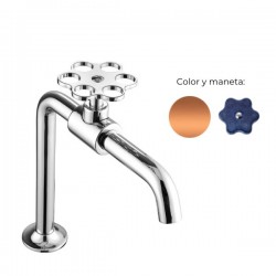 MONOMANDO DE LAVABO TUBS VERTICAL VOLANTE FLOR MARINO COBRE BRILLO