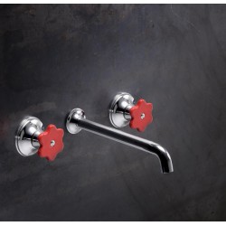 BIMANDO DE LAVABO TUBS EMPOTRADO VOLANTE FLOR ROJO CROMO BRILLO