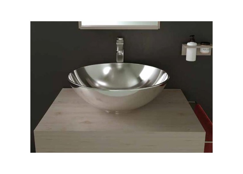 LAVABO BOL PLATA BRILLO 40X40X15