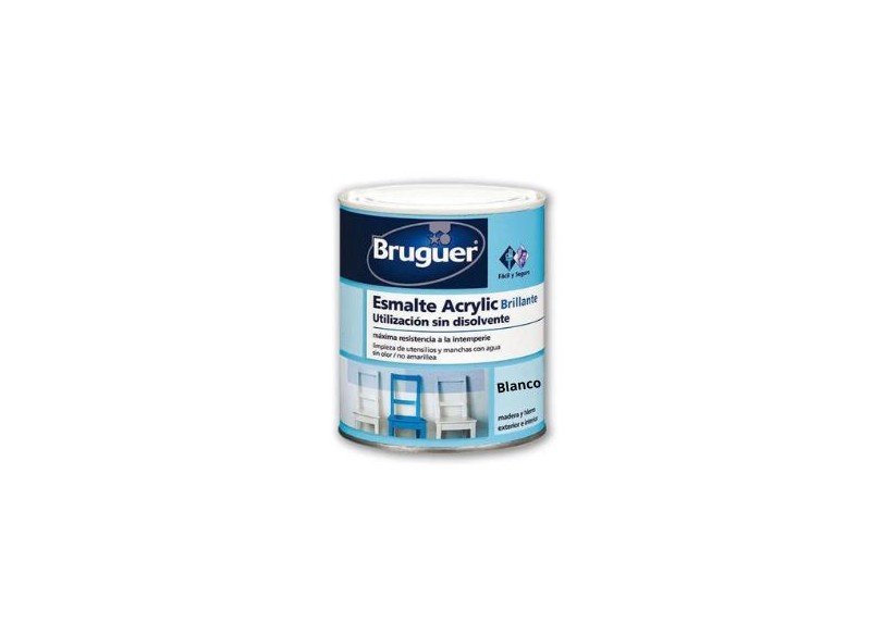 BRUGUER ESMALTE ACRÍLICO BRILLO 750 ML. BLANCO  - FERROLAN