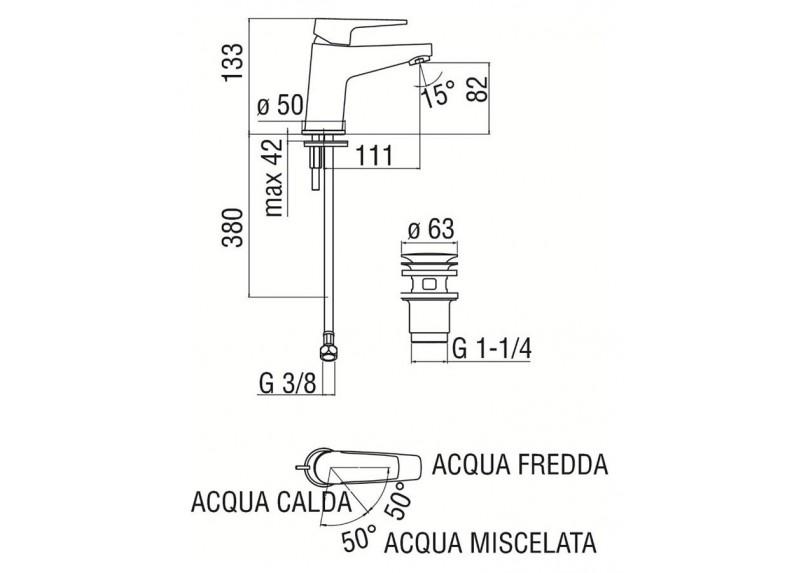 MONOMANDO DE LAVABO NOBI CROMO BRILLO