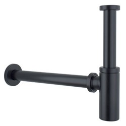 Sifón Lavabo Minimalista Negro Mate 1" 1/4