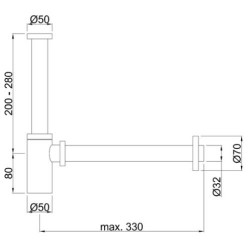 Sifón Lavabo Minimalista Negro Mate 1" 1/4