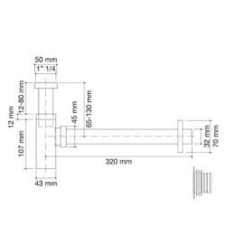 Sifón Bote Cuadrado Cromo Brillo 1" 1/4 Plastisan