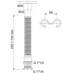 Sifón Extensible Blanco Mate 1" 1/4 - 1" 1/2