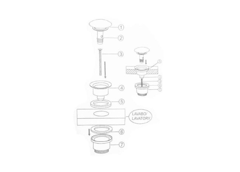 Válvula Lavabo Click-Clack Blanco Mate Solid Surface