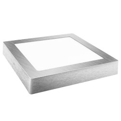 Downlight Led De Superficie. Cuadrado Plata 18W Neutra