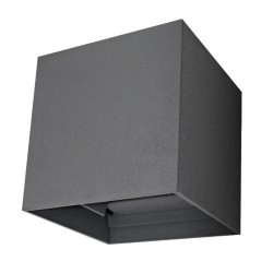 Aplique Led Luxe Cubo Gris Ip54 6W Fría