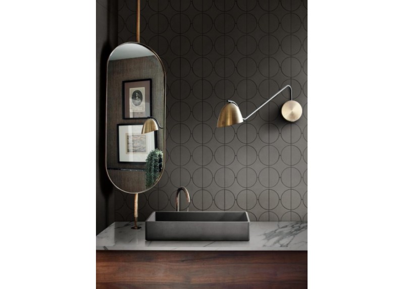 MOSAICO CERCHI CEMENTUM CARBON MATE 23,8X41,4